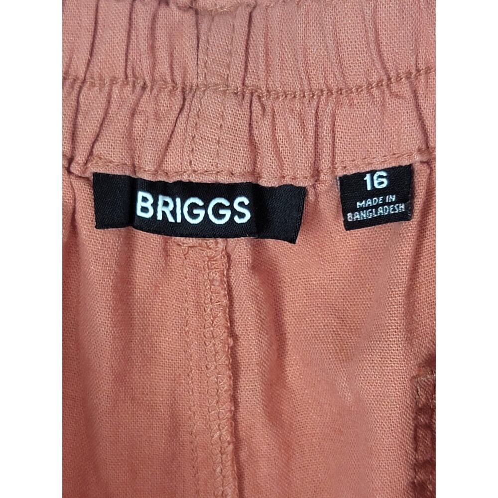BRIGGS Linen Blend Terracotta Wide Leg Pants with Paperbag Waist & Belt Size 16 - Picture 6 of 8